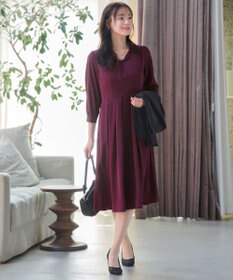 Tiaclasse 【洗える】ロールVネックワンピース