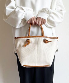 Hekhèr Le Style de Vie 【日本製 / 2WAY】コットンキャンバス×シュリンクレザー ノットハンドバッグ medium