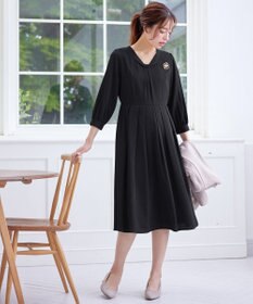 Tiaclasse 【洗える】ロールVネックワンピース