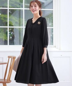 Tiaclasse 【洗える】ロールVネックワンピース