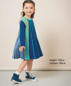 ami amie マルチカラーストライプワンピース85cm～130cm