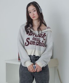 WEGO フラッフィーグラフィックジャガードニットZIPパーカー