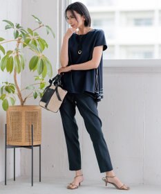 23区 S 【洗える】リネンレーヨンストレッチ テーパードパンツ