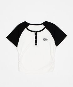 WEGO グラフィックラグランヘンリーネックT