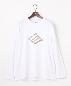 JOSEPH ABBOUD 【柔らかな肌触り】ソフトスムースダイヤロゴプリント Tシャツ ホワイト系