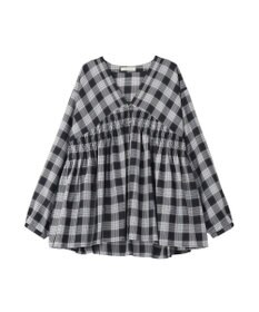 Green Parks 【しゃれシャツ】イージーケアＶネックチェックブラウス