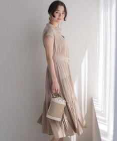 組曲 L 【WEB限定】ギャザーライトデシン ティアードワンピース