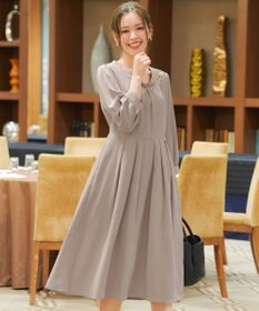 Tiaclasse 【洗える】ロールVネックワンピース