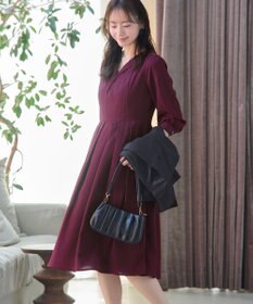 Tiaclasse 【洗える】ロールVネックワンピース