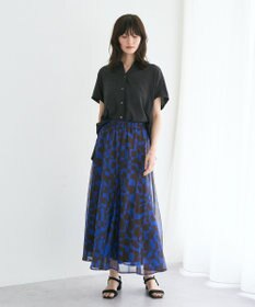 YECCA VECCA アート柄シアーロングスカート