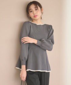 Feroux 【洗える】バイカラーペプラム ニット