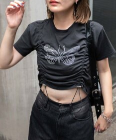 WEGO バタフライドロストラインストーンT