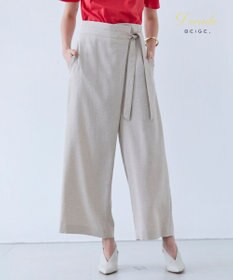 BEIGE， 【洗える】CAROLE / リネンライクラップワイドパンツ Sand