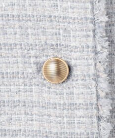 ANY SIS L ノーカラーフリンジツイード ジャケット