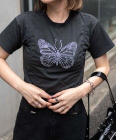 WEGO バタフライドロストラインストーンT