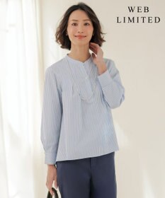 J.PRESS LADIES L 【WEB限定カラーあり】コンパクトエステネージュ スキッパー ブラウス 【WEB限定】サックスストライプ系2