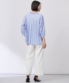 J.PRESS LADIES 【洗える・接触冷感・UVケア・吸水速乾・防透け】麻シェルドライ ワイドストレート マリン パンツ