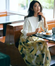 23区 S 【洗える】Pilatプリント ギャザー スカート