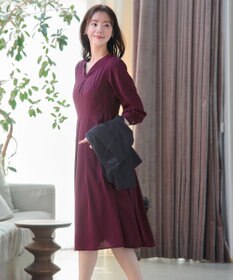Tiaclasse 【洗える】ロールVネックワンピース