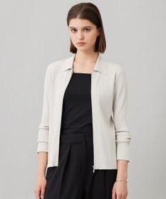 ICB 【洗える】シルクヴィスコースハイゲージ ジップアップカーディガン