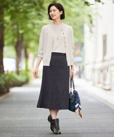 J.PRESS LADIES 【洗える】シュリンクデシン ジオメトリックプリント スカート