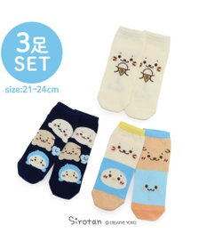 Mother garden しろたん スニーカー丈ソックス 3足セット 21~24cm 《顔ぼんアイス/お友達カラフル/お友達フェイス》