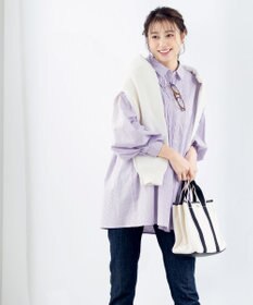 Tiaclasse 【洗える】パフ袖シャツチュニックブラウス