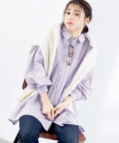 Tiaclasse 【洗える】パフ袖シャツチュニックブラウス