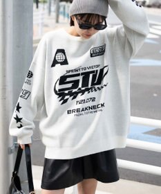 WEGO スポーツグラフィックジャガードニット