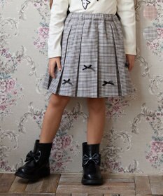 ANY KIDS リボンプリーツスカパン グレー×チェック
