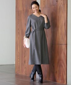 自由区 S 【洗える】ウールミックスストレッチツイル ワンピース