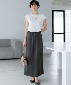 23区 L 【洗える】コンパクトヤーン フレンチスリーブ Tシャツ