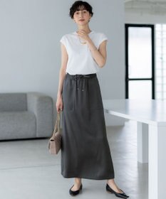 23区 L 【洗える】コンパクトヤーン フレンチスリーブ Tシャツ