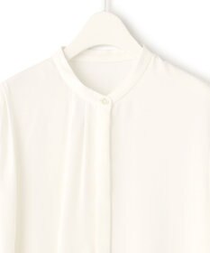 ICB 【洗える】BackSatinAmunzen 5分袖ラッフルデザインブラウス