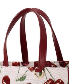 Maison de FLEUR チェリー柄ゴブラン２Ｗａｙスクエアトートバッグ