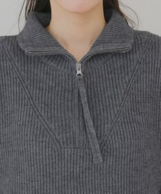 Tiaclasse 【洗える】ハーフジップリブニットワンピース