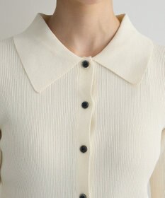 Green Parks ポロ襟5分袖リブニット