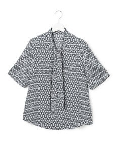 ICB 【新色追加】BackSatinAmunzen 5分袖配色ボウタイブラウス