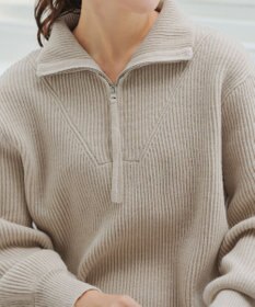 Tiaclasse 【洗える】ハーフジップリブニットワンピース