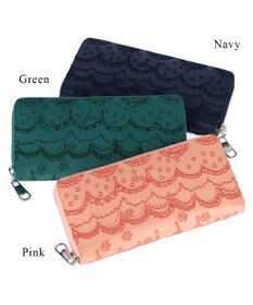 tsumori chisato CARRY スカラップししゅう ラウンドファスナー長財布 猫モチーフ