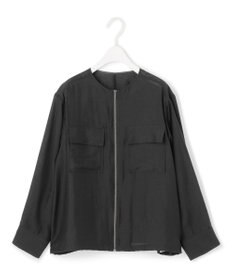 ICB 【洗える】リヨセルナイロンワッシャー ノーカラーブルゾン