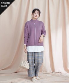 Tiaclasse 【安田美沙子さん着用・洗える】起毛チェック柄ワイドパンツ