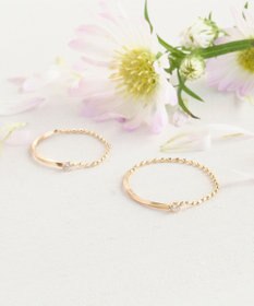 Phoebe 【K10】プレートビジューチェーンリング　ゴールド　3号/11号/13号