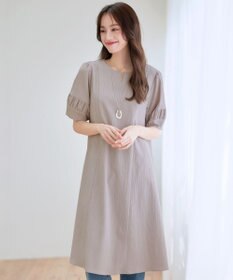 Tiaclasse 【選べる着丈・新色追加】ギャザーランタンスリーブワンピース