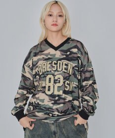 WEGO 【ユニセックス着用ITEM/MLサイズ展開】カモフラナンバリングホッケーT（LS）