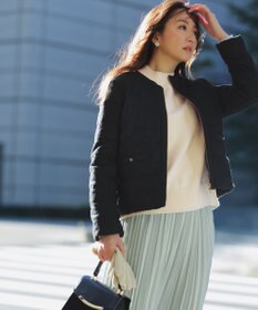 ANY SIS L 【2WAY】ツイードノーカラー ダウンジャケット