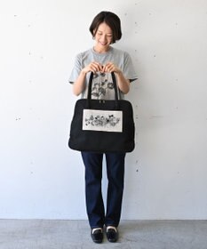 AND WOOL スミレの押し花刺繍バッグ big size