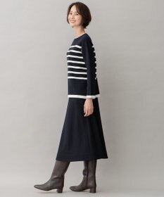 自由区 L 【洗える】コットンカシミヤ ボーダーニット