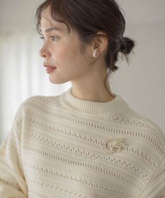 組曲 L 【WEB限定カラーあり】透かし編みバルキーボーダー柄ニット