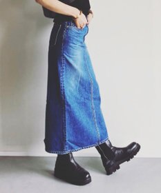 woadblue ＜坪田あさみさんコラボ＞コットン100％I LINE DENIM SKIRT  Iライン デニムスカート